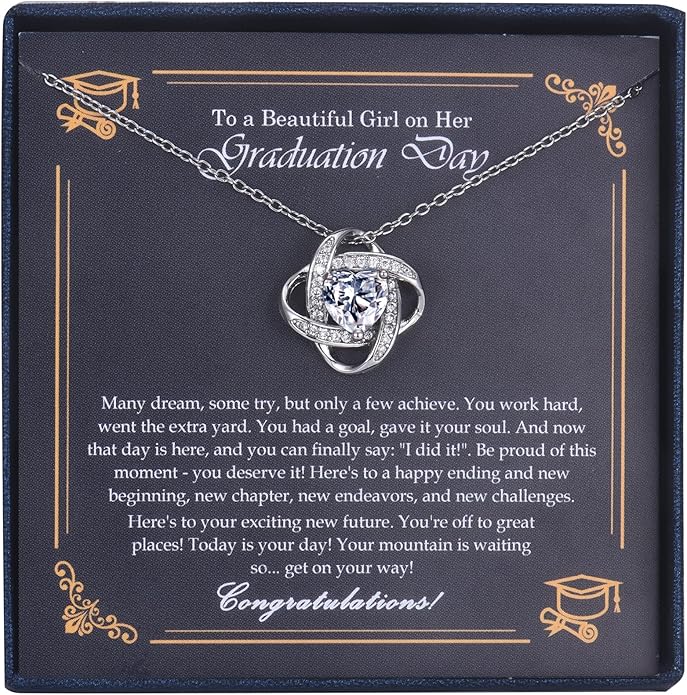 EPIRORA Sterling Silver Cubic Zirconia Love Knot Pendant Necklace for Women, Graduation Birthday Christmas Jewelry Gifts for Friends/Wife/Sister/Daughter/Mom