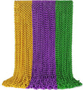 72 PCS Mardi Gras Beads Necklaces, Gold Green Purple Metallic Bead Necklaces 33” 7 mm Mardi Gras Beads Necklaces Accessories Bulk Party Beads Necklaces for Mardi Gras Party, Throw Beads Party Favors