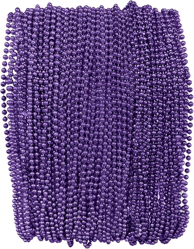 THE MARDI GRAS KREWE - Beads Necklaces Mardi Gras 72 Pack, 6 Dozen 33" 7mm - Party Favors, Parades, Bulk Decorations, Costumes, Festivals, Events - Purple