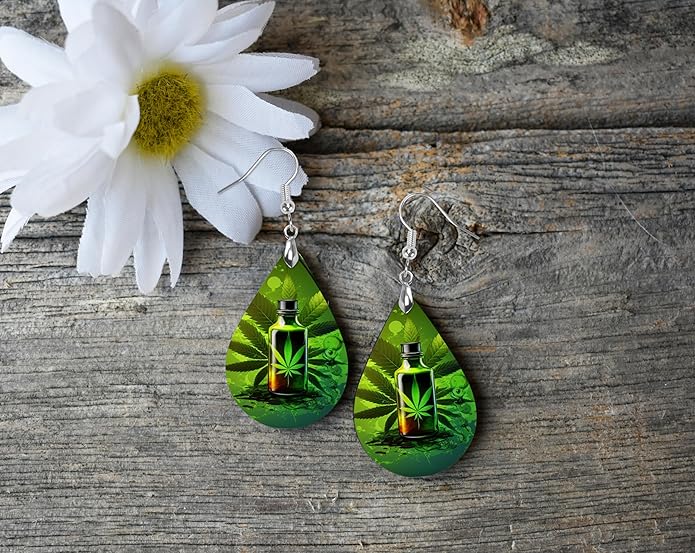 Teardrop Wood Earrings Light Weight Printed Image Dangle Jewelry, Fun and Funky Earrings