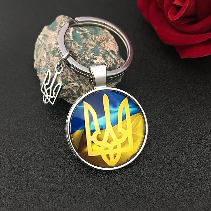 Ukraine Trident - Keychains Handmade Glass Cabochon Alloys - Ukraine Gifts - Ukrainian Jewelry