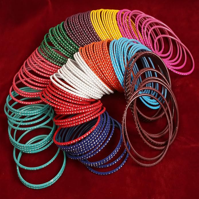 Touchstone indian bangles bracelets for women colorful churiyan set return gifts jewelry chudiya bulk pack bollywood metal bangle sets 12 textured vintage colors. Set of 144