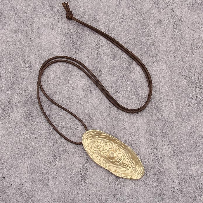 Women's Leather Long Necklace Bohemian Style Circle Retro Pendant Necklace Women's Jewelry