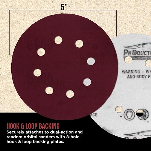 ProductionShop Premium 5" Red 8-Hole Pattern 800 Grit Sanding Discs, Box of 50 - Image 3