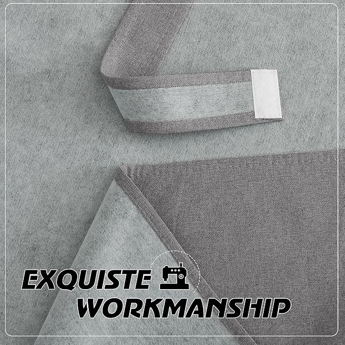 RYB HOME Grey 100% Blackout French Door Linen Curtain - Image 7