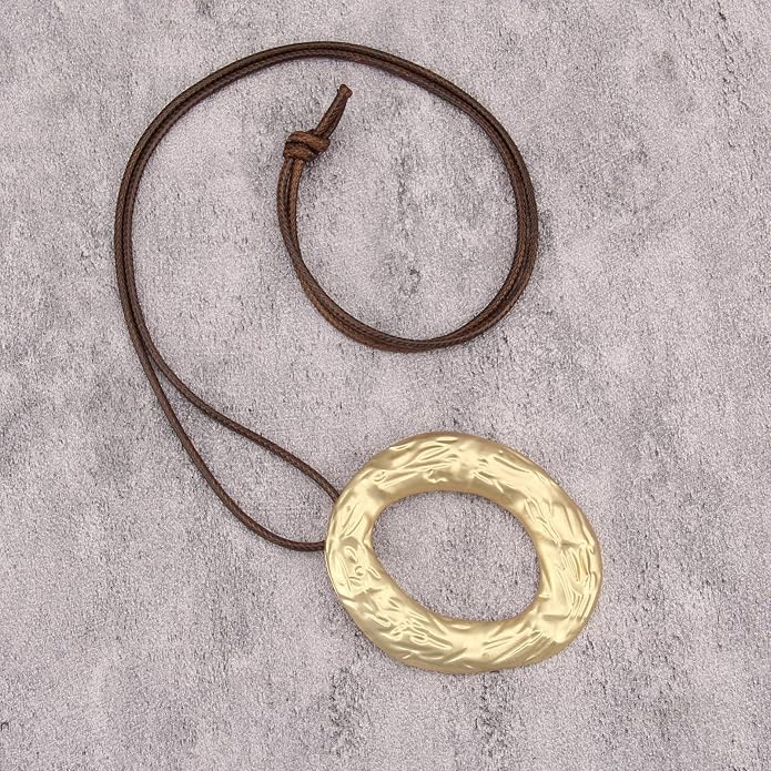 Women's Leather Long Necklace Bohemian Style Circle Retro Pendant Necklace Women's Jewelry
