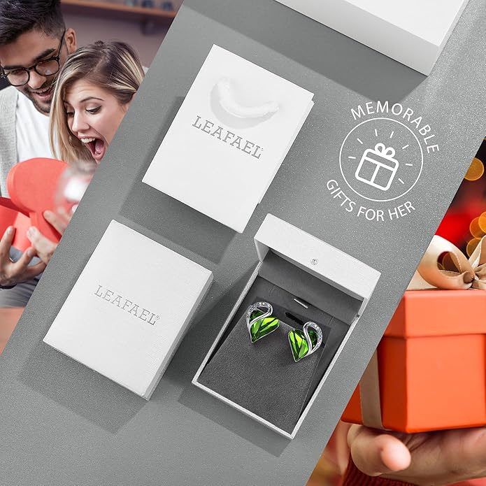 Leafael Infinity love Heart Birthstone Stud Earrings for Women, Valentine's Day Gifts for Mom, Wife, and Her, Silver Plated Birthday Jewelry