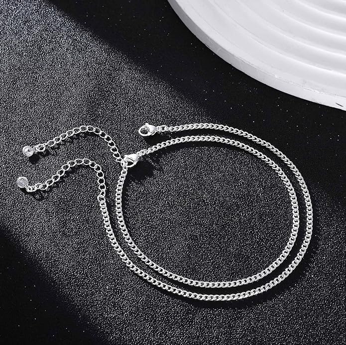 DEARMAY Dainty 14K Gold Plated Ankle Bracelets for Women, Waterproof 14K Gold Plated Link Chain Anklets Non Tarnish Set Pack Summer Beach Jewelry Gift