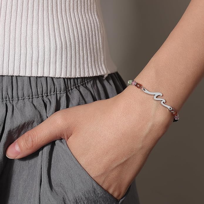 TONY & SANDY Friend Gifts for Women, Unique Valentine's Day Gifts for Her, Sister Gifts from Sister, Wave Bracelet, Christmas Birthday Gifts for Women, Bestie Friendship Bracelets