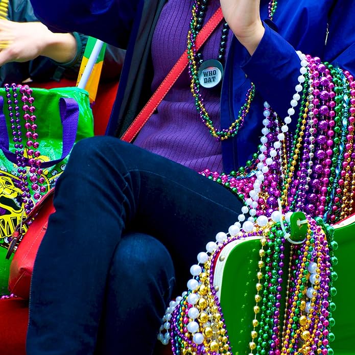300PCS Mardi Gras Beads Bulk, Mardi Gras Beads Necklace, Parade Throw Accessories Set Decorations Party Supplies