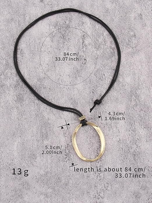 Boho Leather Necklace Women Bohemian Brown Circle Pendant Necklace Choker Long Necklaces for Women Boho Ring Large Pendant