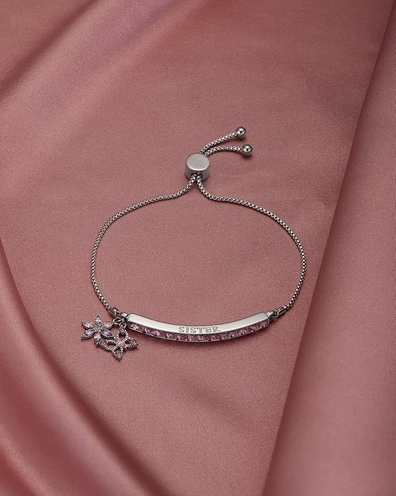 INSPIRED VOICES Sterling Silver Plated Charm Bracelets for Women - Easy Adjustable Bracelets