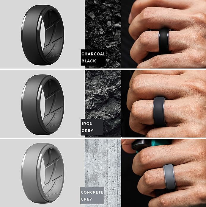 ThunderFit Men's Silicone Rings 10mm Wide 2.5mm Thick Rubber Bands, Breathable, Variety Multipack 1-10