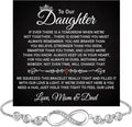 Daughter Infinity Heart Bracelet, Daughter Jewelry Gift From Mom or Dad with Message Card and Box Meaning