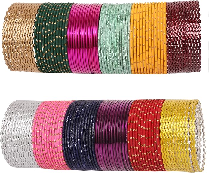 Touchstone indian bangles bracelets for women colorful churiyan set return gifts jewelry chudiya bulk pack bollywood metal bangle sets 12 textured vintage colors. Set of 144