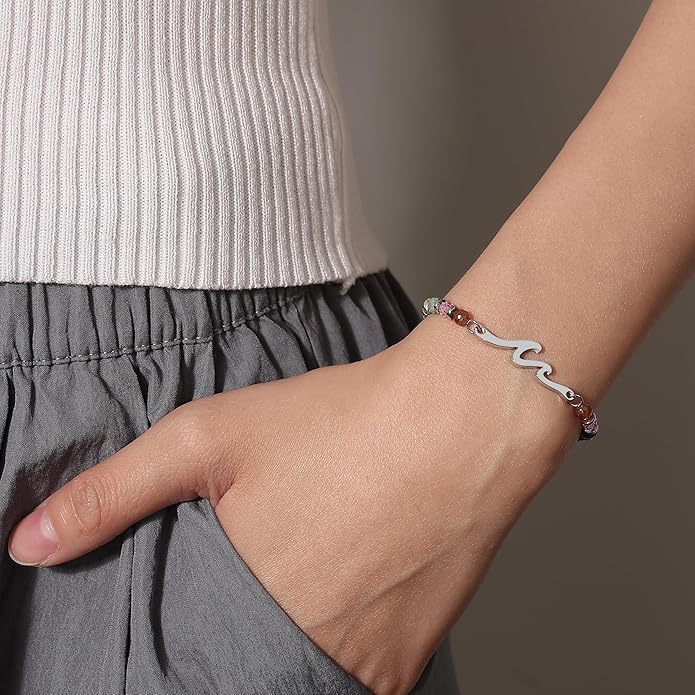 TONY & SANDY Friend Gifts for Women, Unique Valentine's Day Gifts for Her, Sister Gifts from Sister, Wave Bracelet, Christmas Birthday Gifts for Women, Bestie Friendship Bracelets