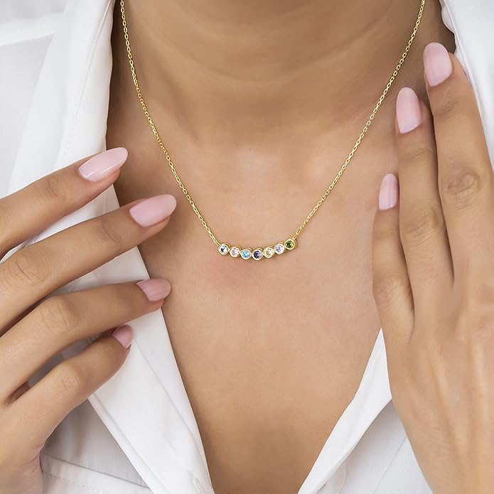 925 Sterling Silver Birthstone Necklace for Women – Personalized Dainty Necklace, Gift for Mom, Grandma, or Her, Mother's Day Gift, Birthday Gift, Birthstone Jewelry for Women