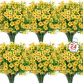 24 Pcs Artificial Flowers for Outdoors Decorations, UV resistant, faux plastic by OuddyDecor