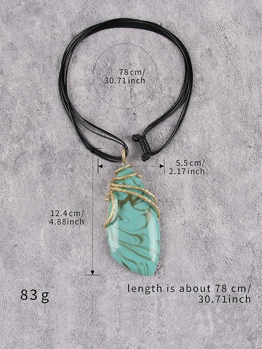 GelConnie Leather Necklace for Women Large Pendant Long Brown Necklace Circle Leather Choker Vintage Sweater Necklace Gold Chunky Boho Necklaces for Women