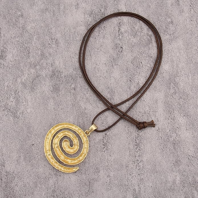 Women's Leather Long Necklace Bohemian Style Circle Retro Pendant Necklace Women's Jewelry