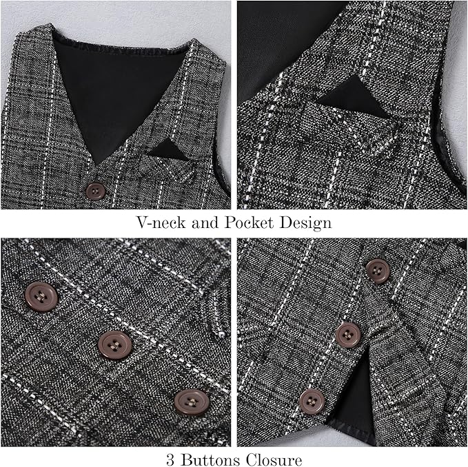 DISAUR Baby Boy Clothes Toddler Boy Outfits 4PCS Gentleman Dress Romper/Vest/Pants/Bow Tie Cotton Suit Sets