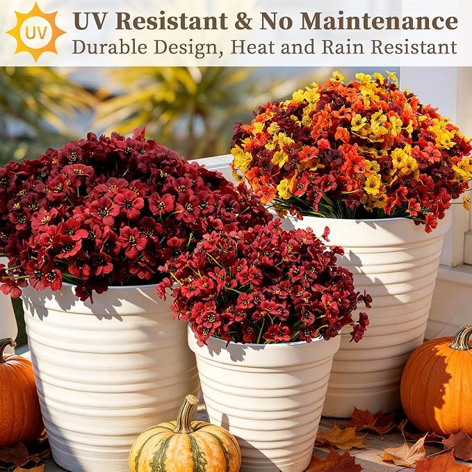 ColoPlay 24 Bundles Burgundy Artificial Flowers - Image 5