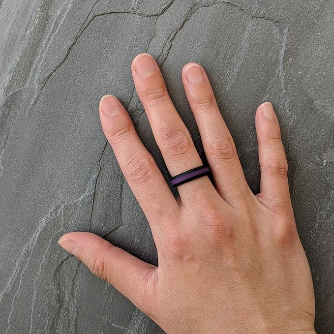 Knot Theory Striped Silicone Ring for Men and Women – Black, Grey, Red, Blue, Orange, Yellow, Purple