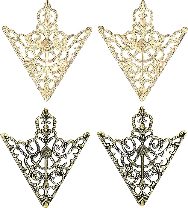 5 Pairs Retro Hollow Pattern Shirt Collar Brooches For Women And Men Gold Plated Triangle & Simple Elegant Double Leaf Collar Pin Brooches Gold Silver Plant Brooch Jewelry