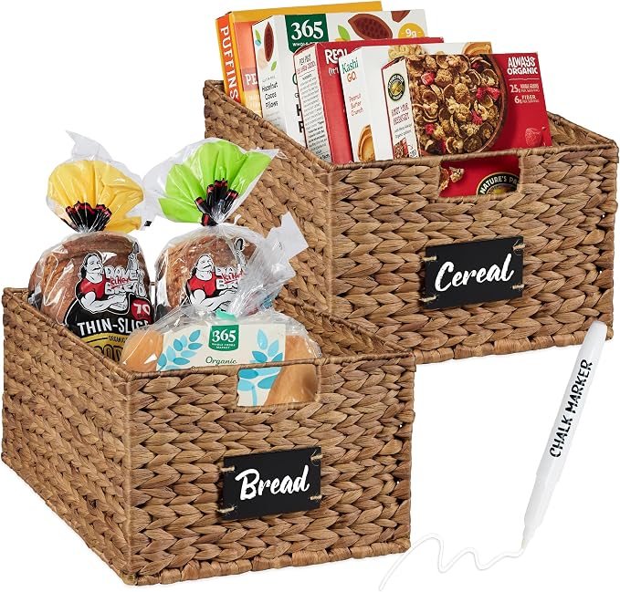 Best Choice Products Pantry Baskets Set of 2 16x12in Water Hyacinth Storage by Unknown