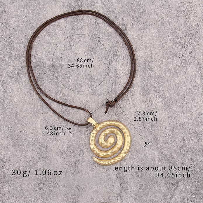 Women's Leather Long Necklace Bohemian Style Circle Retro Pendant Necklace Women's Jewelry