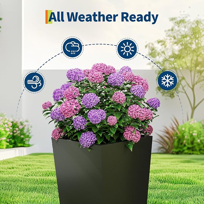 Garvee 22.5" Tall Planters Set of 2, Outdoor＆Indoor Planter Pots | High Front - Image 7