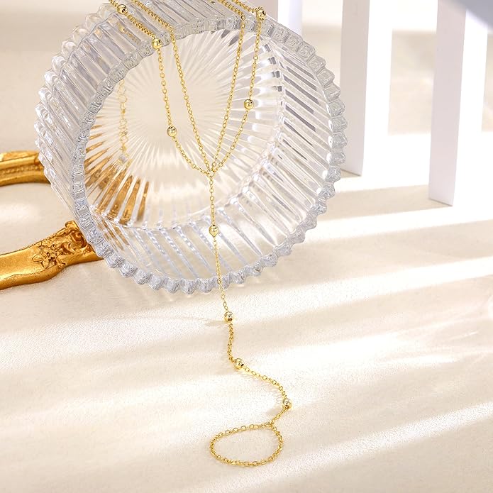 Dainty Anklet for Women - Trendy 14K Gold Plated Ankle Bracelets Adjustable Bead Link Chain Waterproof Pearl CZ Anklets Non Tarnish Foot Jewelry Gift