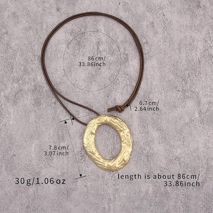 Women's Leather Long Necklace Bohemian Style Circle Retro Pendant Necklace Women's Jewelry