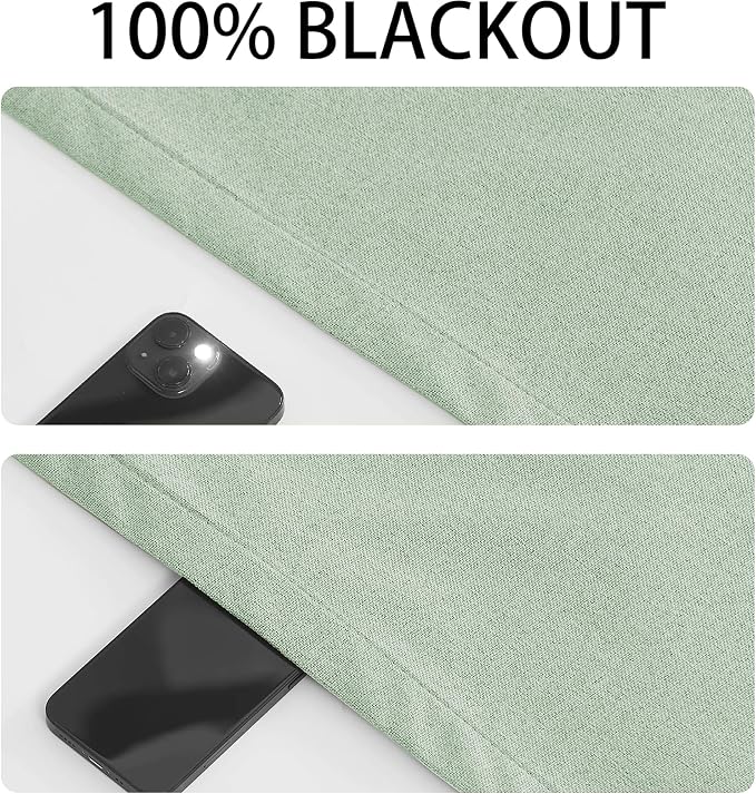 RYB HOME Linen Door Curtain 100% Blackout French Door Blinds - Image 2
