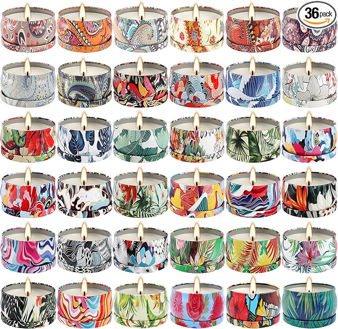 YOROXRG Scented Candles Gifts Set 36 Pack Soy Wax Travel Tin Jar Candles by YOROXRG