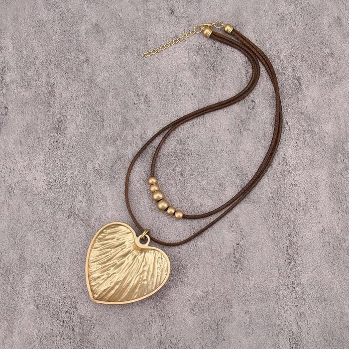 Boho Necklaces for Women Chunky Circle Necklace Layered Boho Circle Leather Choker Necklace Long Vintage Necklaces Bohemian Jewlery Gifts
