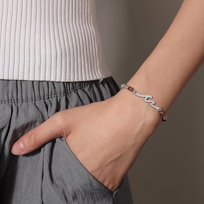 TONY & SANDY Friend Gifts for Women, Unique Valentine's Day Gifts for Her, Sister Gifts from Sister, Wave Bracelet, Christmas Birthday Gifts for Women, Bestie Friendship Bracelets