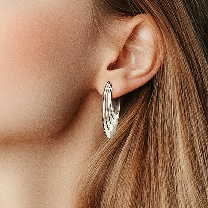 Big Chunky Gold Hoop Earrings for Women Trendy 14K Gold Plated Large Thick Gold Hoops
