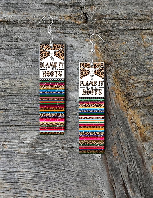 Earrings Handmade Bar Wood Earrings Light Weight Printed Image Dangle Earring Jewelry