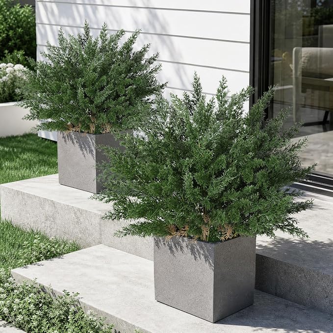 Cedar Stems Fake Plants Artificial Plants Outdoor Decor, 4 Bundles Cedar - Image 2