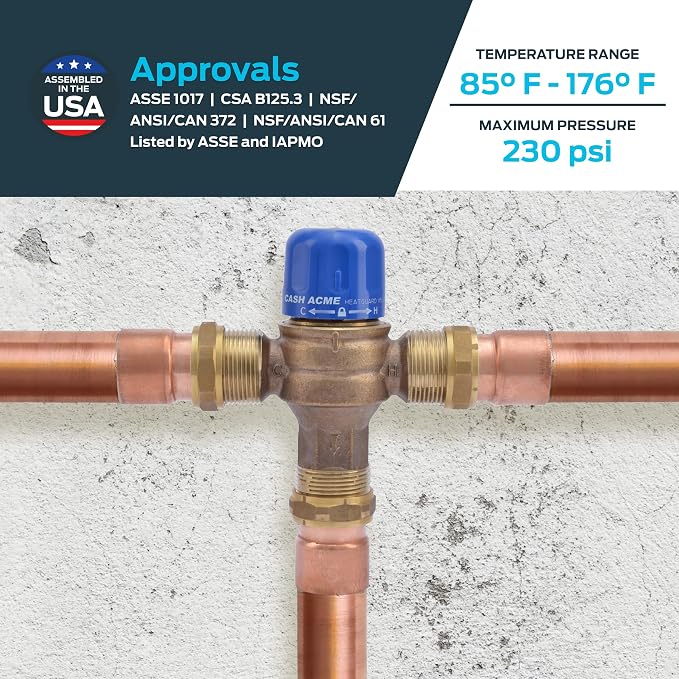 Cash Acme 1-1/4 Inch HG115 Sweat Thermostatic Mixing Valve - Image 4