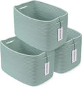 XUANGUO Woven Cotton Rope Storage Baskets 15x10x9.3" 3 Pack Green | Decorative by XUANGUO