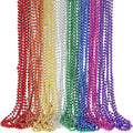 Mardi Gras Beads Necklaces, 33 Inch Plastic Beads for Party Favors, Festival Decorations, Parade Throws, Christmas, St. Patrick's Day Celebrations