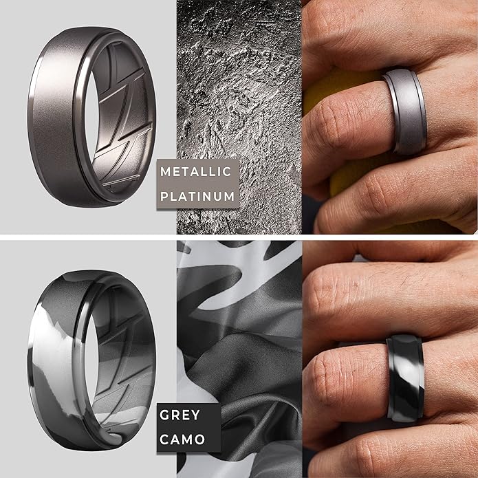 ThunderFit Men's Silicone Rings 10mm Wide 2.5mm Thick Rubber Bands, Breathable, Variety Multipack 1-10