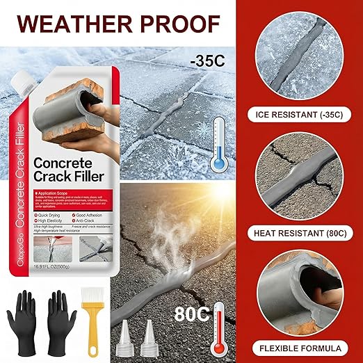 Concrete Crack Filler 2-Pack 2.2LB Grey | Self-Leveling, High Elasticity Cement - Image 6
