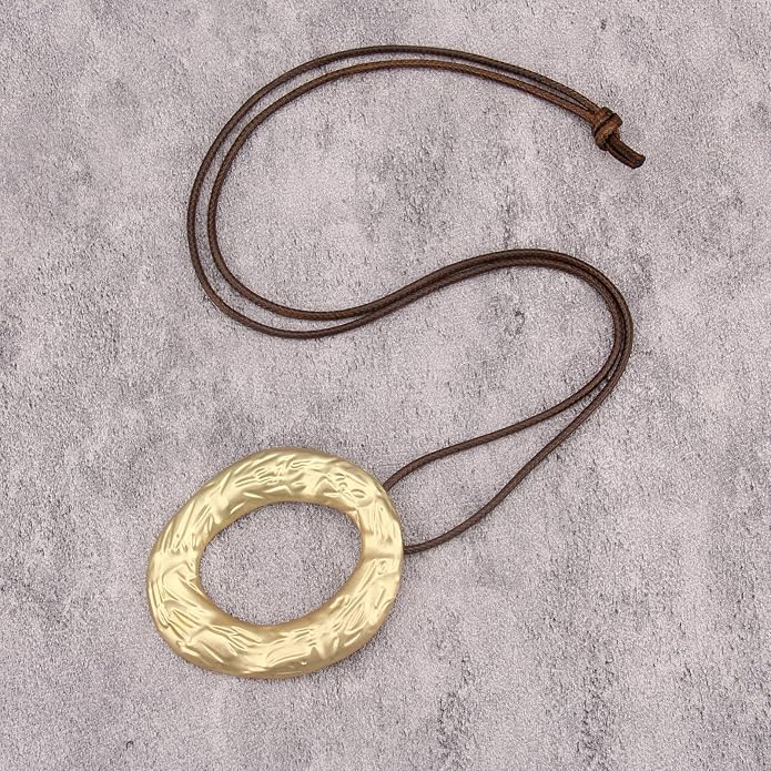 Women's Leather Long Necklace Bohemian Style Circle Retro Pendant Necklace Women's Jewelry