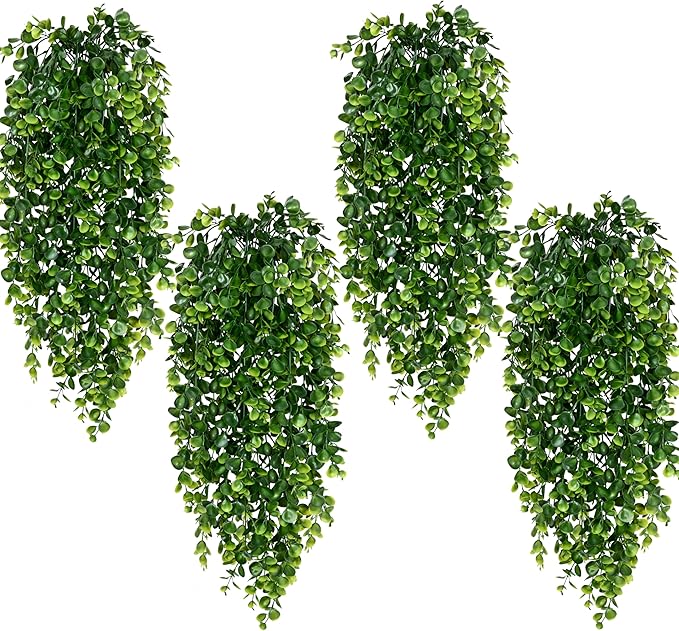 4Pcs Fake Hanging Plants 2.7FT Fake Plants Fake Vines Greenery | UV Resistant by Waipfaru