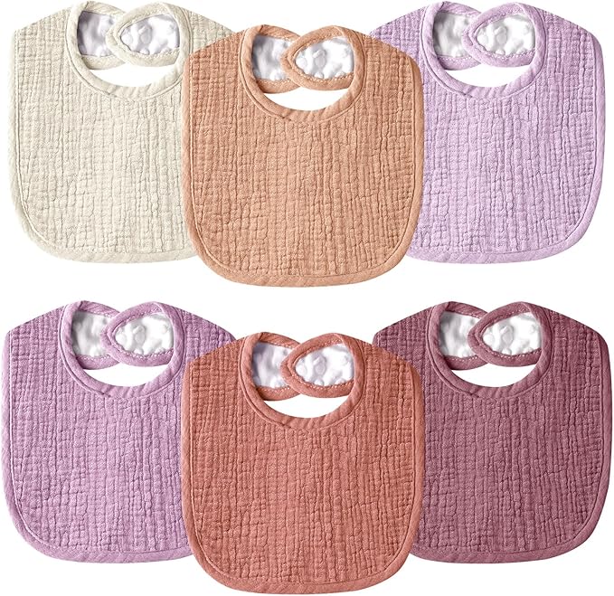 Muslin Baby Bibs for Unisex Boys Girls, Cotton Drool Bibs, Adjustable Newborn Bibs for Drooling and Teething