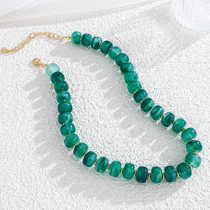 LILIE&WHITE Resin Chunky Beaded Necklace for Women Minimalistic Modern Statement Necklace Jewelry Accessories