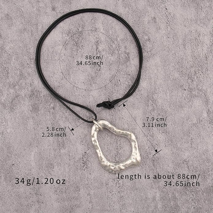 Women's Leather Long Necklace Bohemian Style Circle Retro Pendant Necklace Women's Jewelry